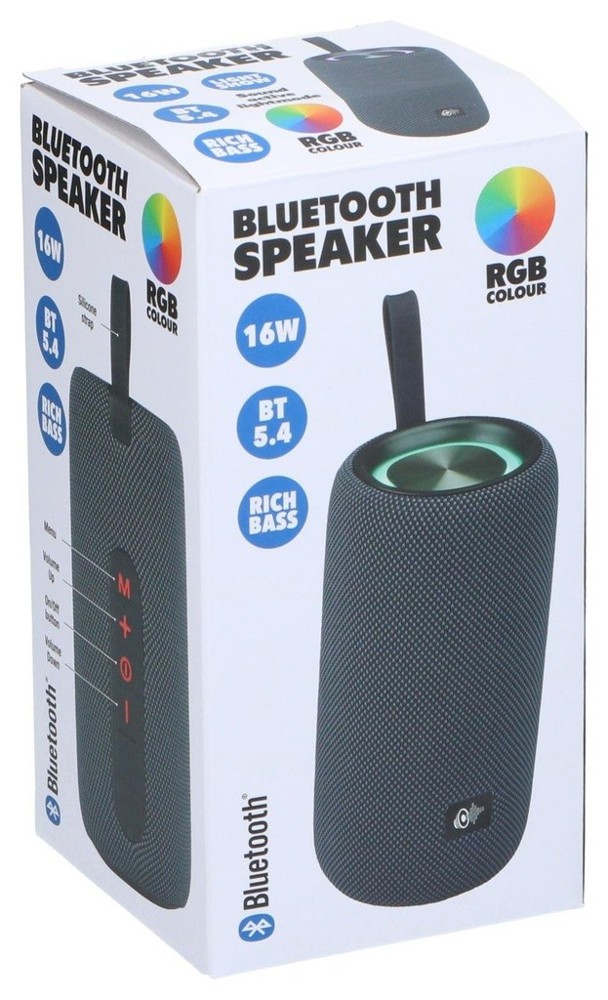 Bluetooth Speaker 16W with LED- Zwart