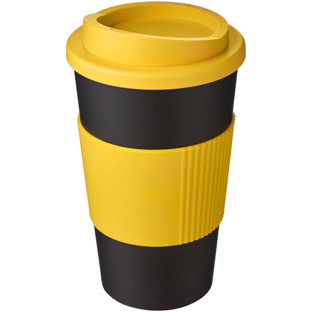 Americano® 350 ml geïsoleerde beker met grip - Zwart, Geel