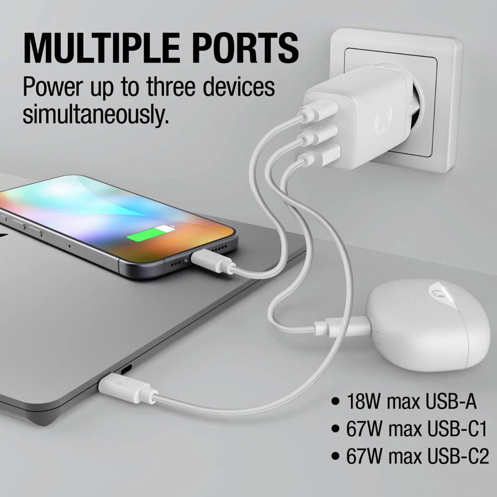 Fresh 'n Rebel 67W Laptop Snellader GaN USB-C &amp; USB-A