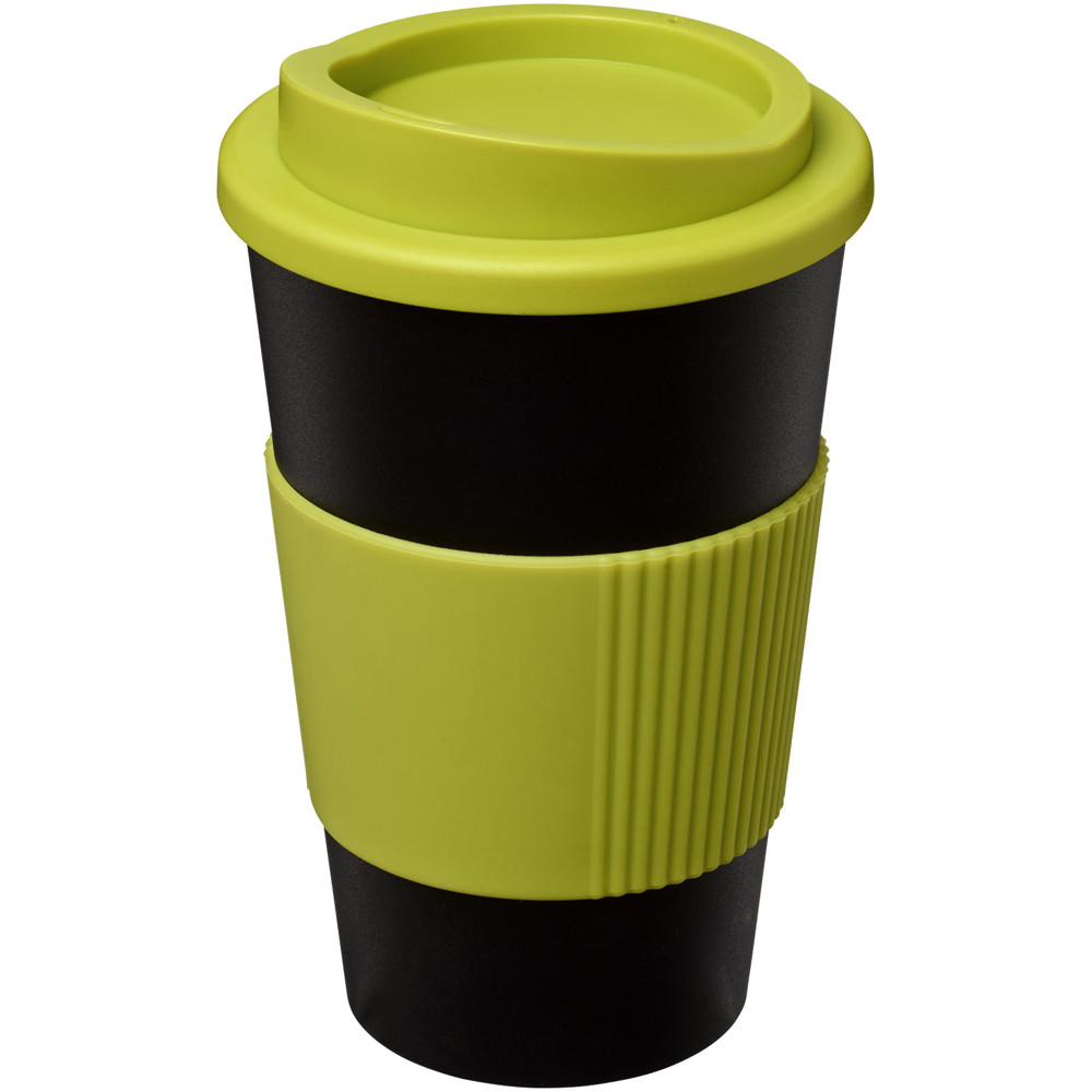 Americano® 350 ml geïsoleerde beker met grip - Zwart, Lime