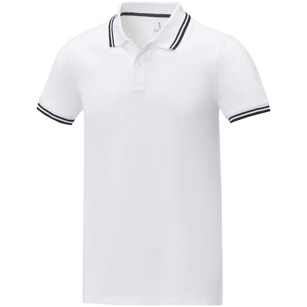 Amarago 200 g/m² tipping herenpolo met korte mouwen - Wit