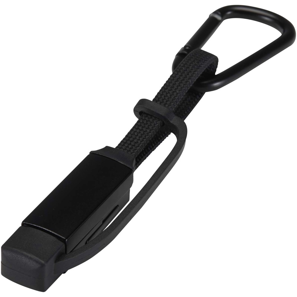 Algieba 65W 3-in-1 oplaadkabel van gerecycled aluminium met karabijnhaak