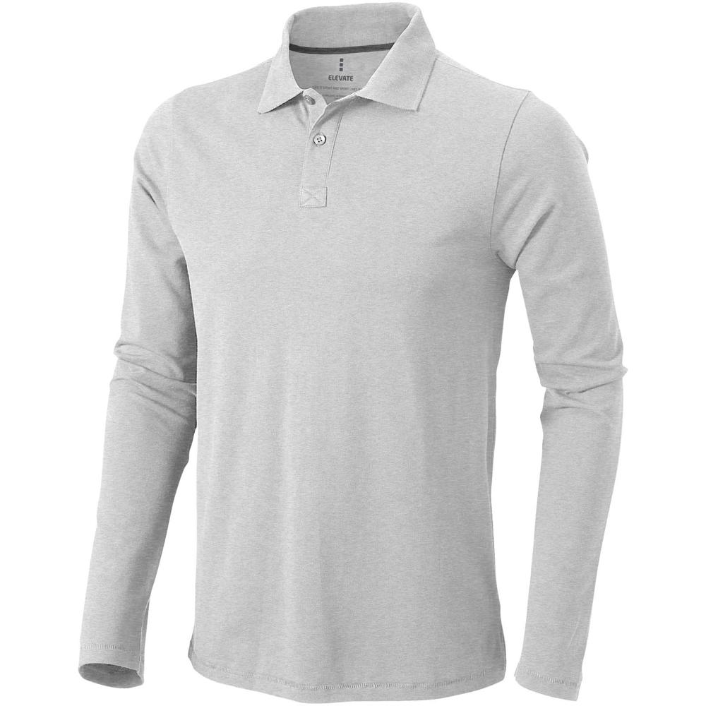 Calgary 180 g/m² herenpolo met lange mouwen - Grijs gemêleerd