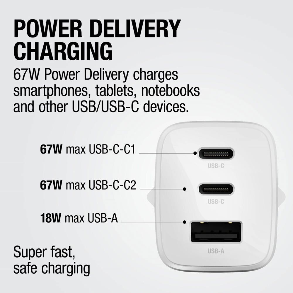 Fresh 'n Rebel 67W Laptop Snellader GaN USB-C &amp; USB-A