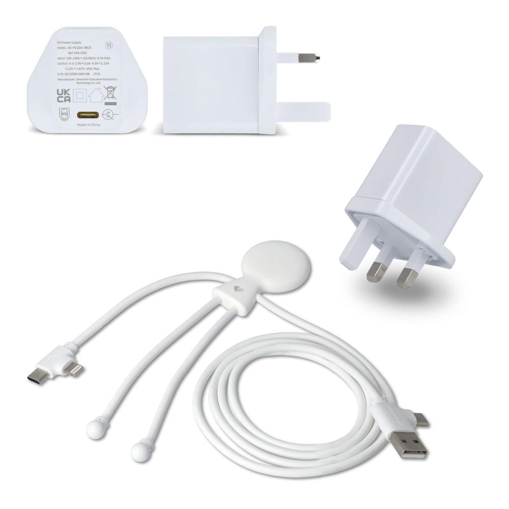 2090 - Xoopar Mr. Bio Long 60W Oplaadkabel + UK Plug Adapter 