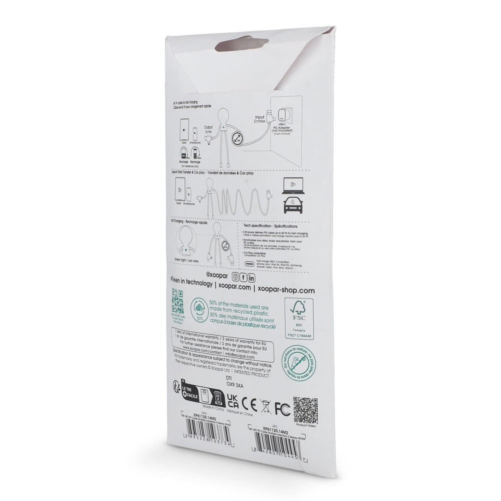2092 - Xoopar Mr Bio Long 60 W PD Multi Oplaadkabel 2 Meter 