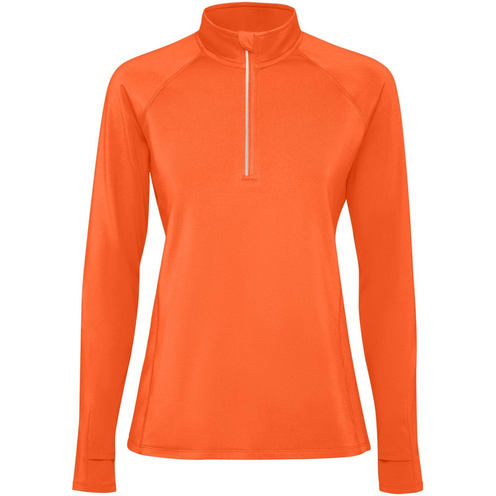 Estambul 200 g/m² damessweater met lange mouwen en halve rits - Vuur oranje