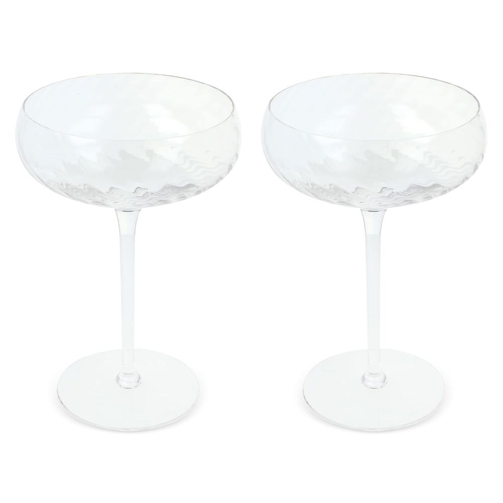 Byon Opacity set van 2 champagneglazen met stijlvol glas patroon 300ml