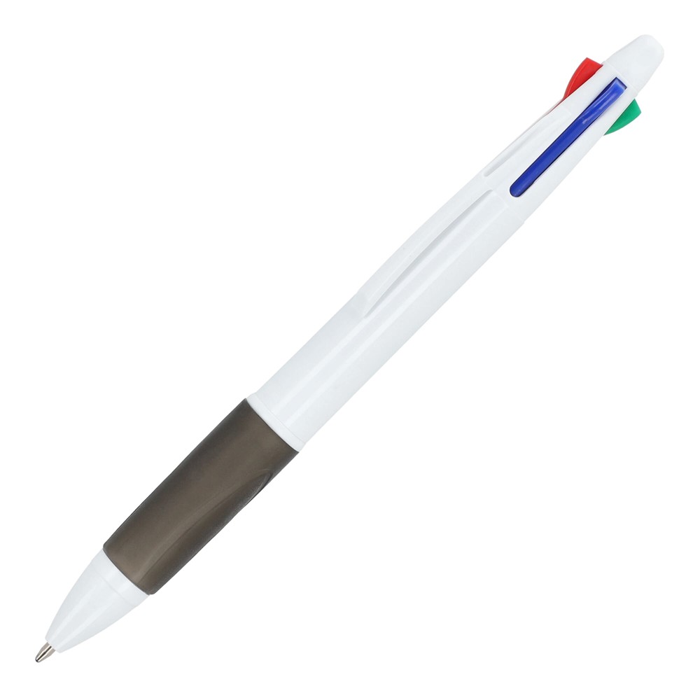 4-kleuren balpen met grip - Wit / Zwart