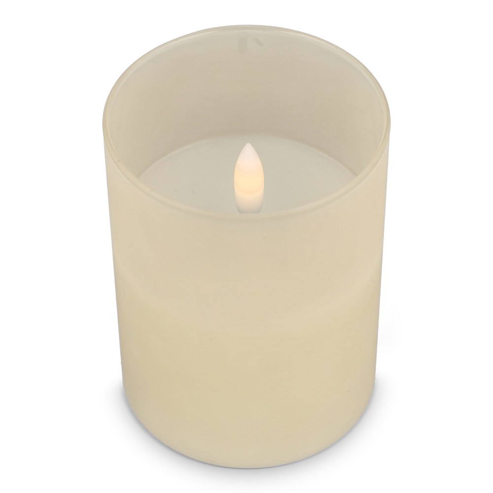 Nyelle oplaadbare LED Wax kaars in glas - Beige