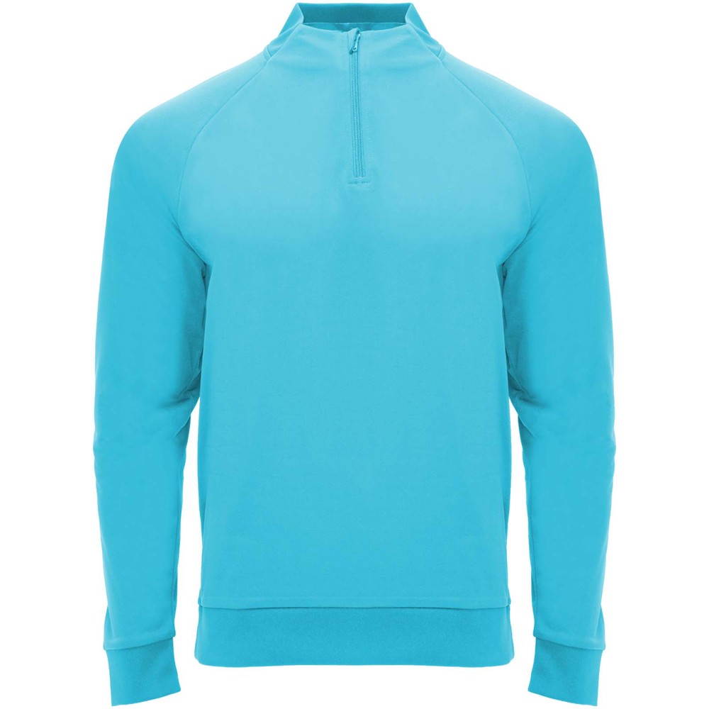 Epiro 200 g/m² sweatshirt met lange mouwen en kwartrits voor kinderen - Fluor turquoise