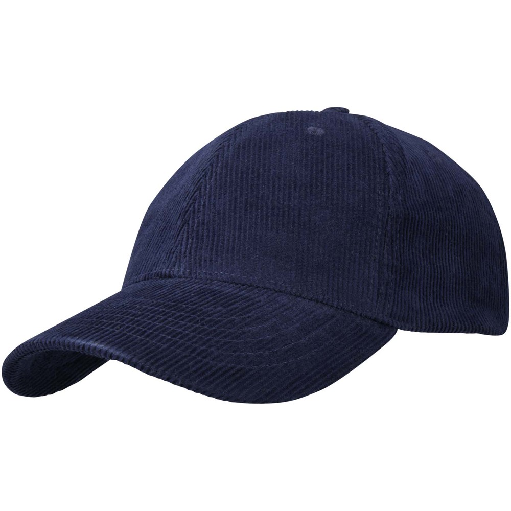 Hutton 280 g/m² 6 panel cap van gerecycled corduroy - Marineblauw
