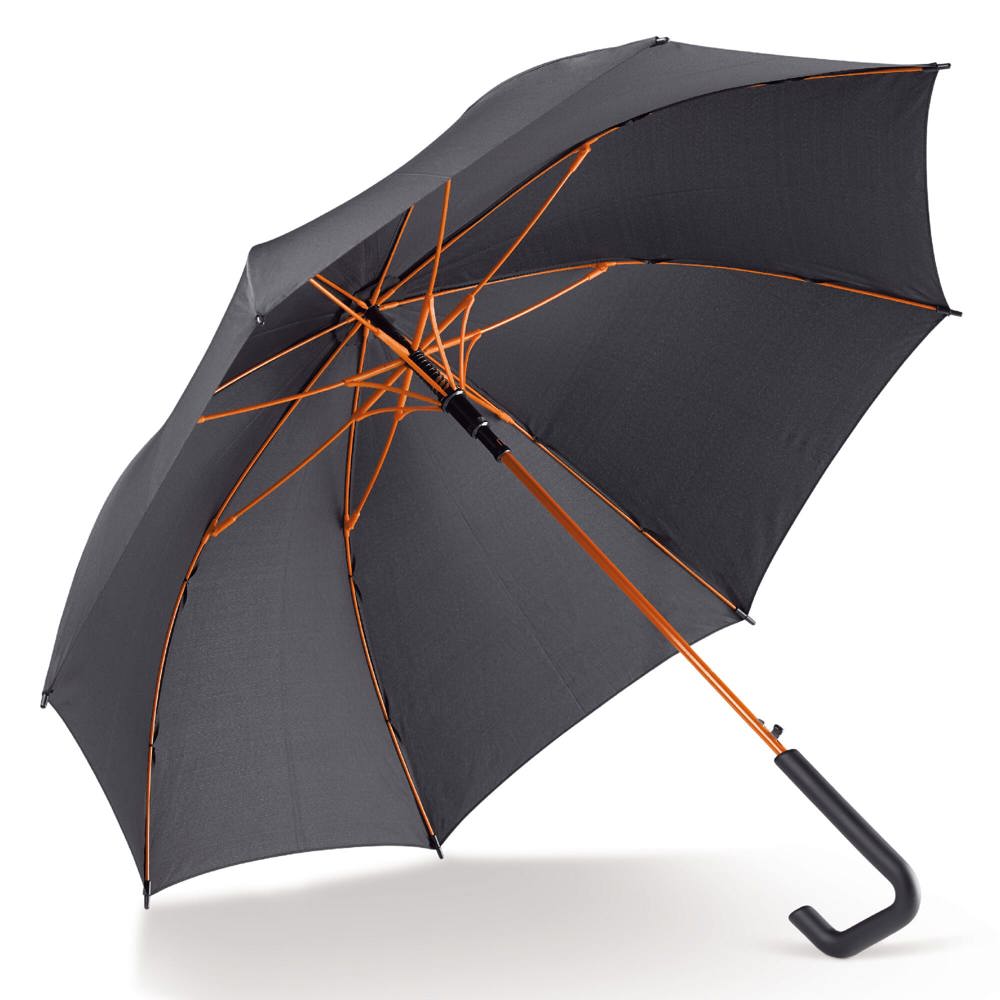 Stokparaplu 23” auto open - Zwart / Oranje
