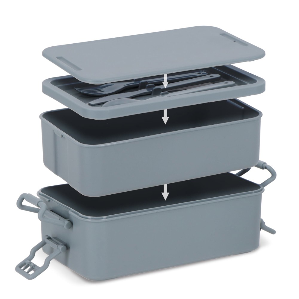 Dubbellaagse Lunchbox met Bestek