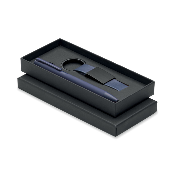 ESCRI SET - Balpen en sleutelhangerset PU - Blauw