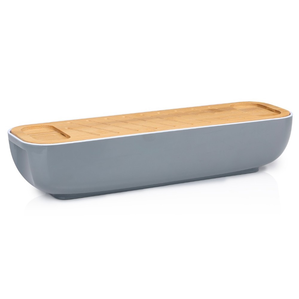 ALPINA Bread Box With Lid And Cutting Board- Grijs