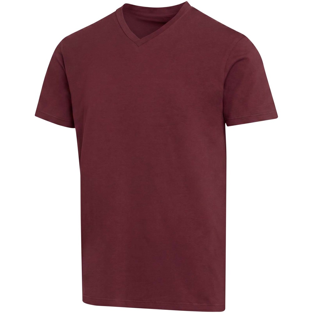 Balfour 200 g/m² unisex OCS organisch T-shirt met korte mouwen en V-hals - Diep bordeauxrood