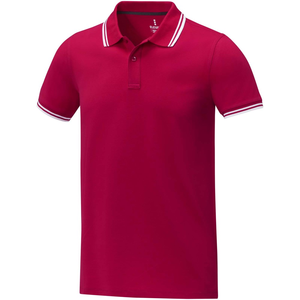 Amarago 200 g/m² tipping herenpolo met korte mouwen - Rood