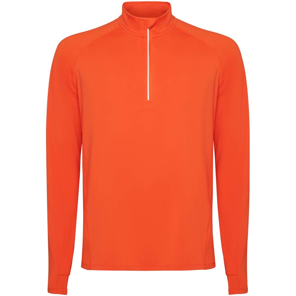 Estambul 200 g/m² herensweater met lange mouwen en halve rits - Vuur oranje