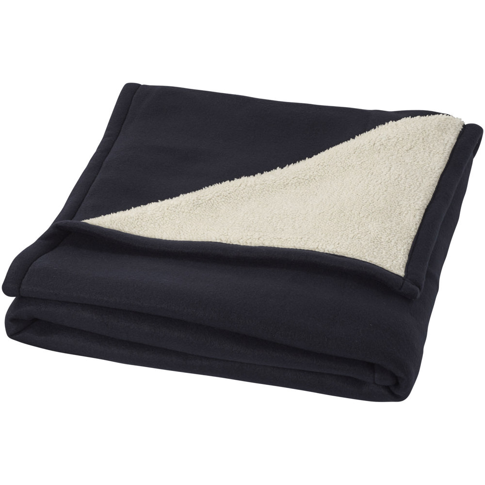 Springwood zachte fleece en sherpa deken - Marineblauw, Offwhite
