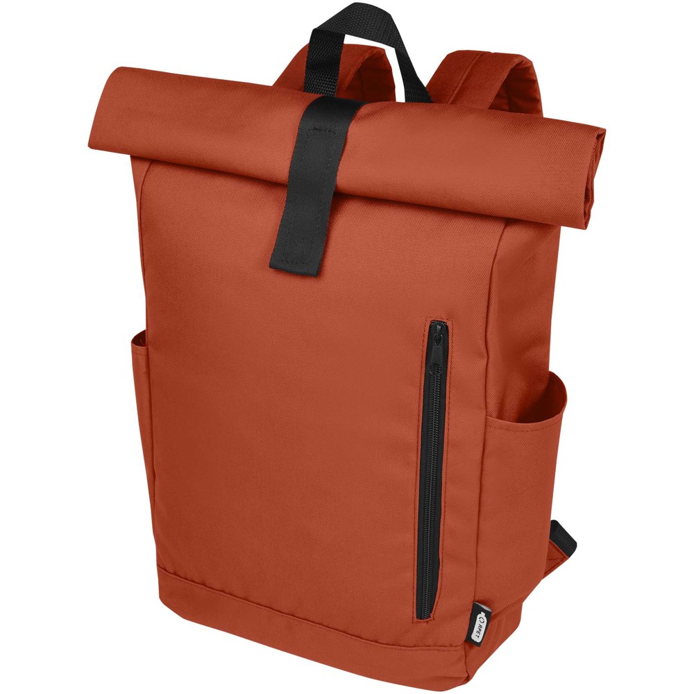 Byron 15,6" rugzak van GRS RPET met opgerolde bovenkant 18 L - Baksteen