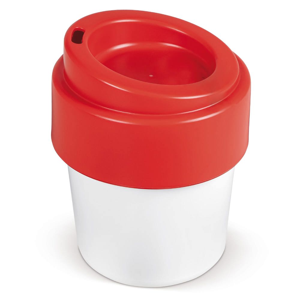 Koffiebeker Hot-but-cool met deksel 240ml - Wit / Rood
