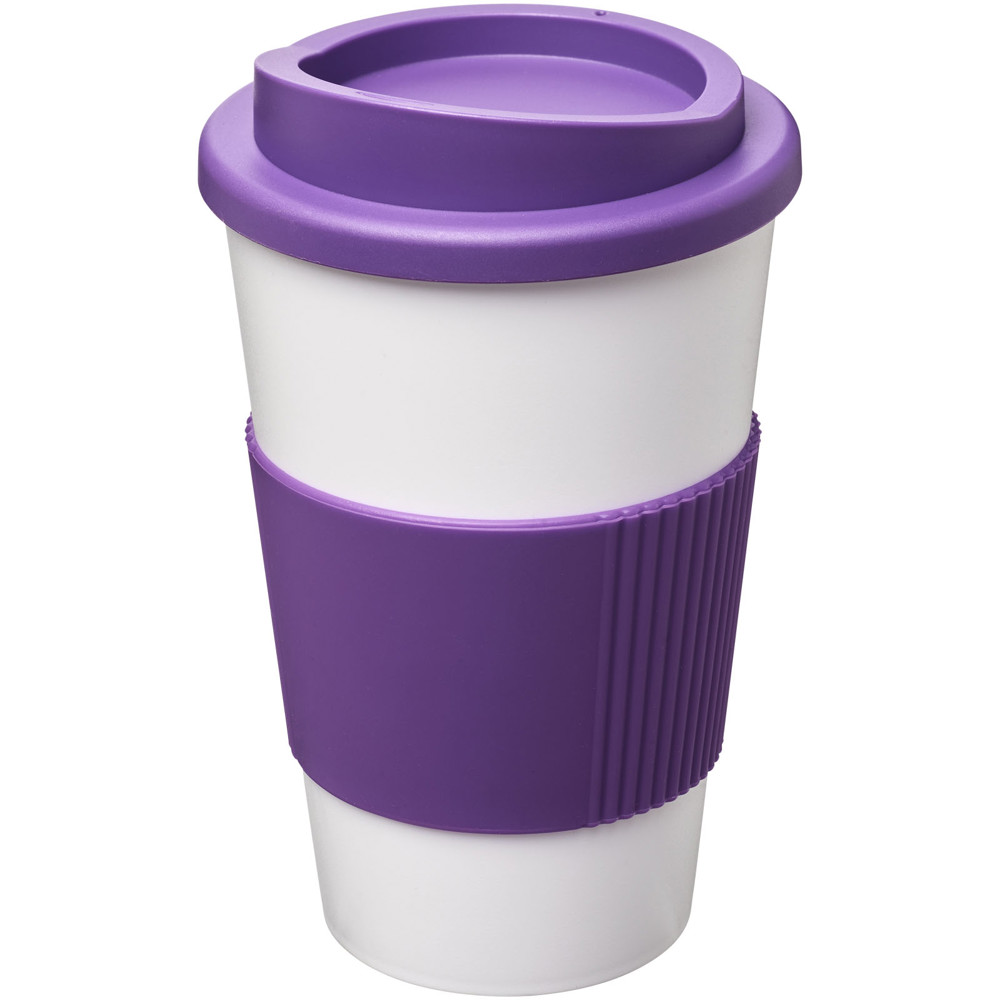 Americano® 350 ml geïsoleerde beker met grip - Wit, Paars