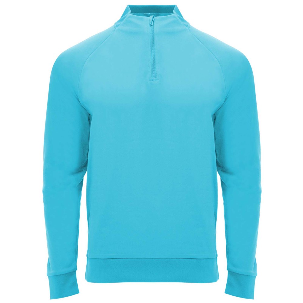 Epiro 200 g/m² unisex sweatshirt met lange mouwen en kwartrits - Fluor turquoise