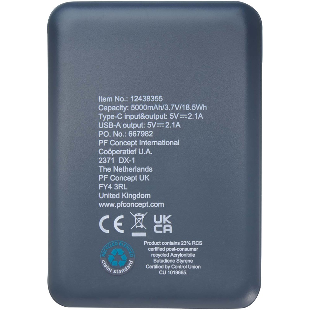 Asama type-C powerbank van 5000 mAh van gerecycled plastic