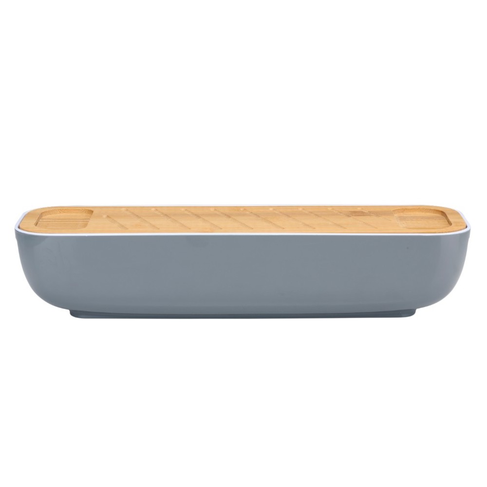 ALPINA Bread Box With Lid And Cutting Board- Grijs