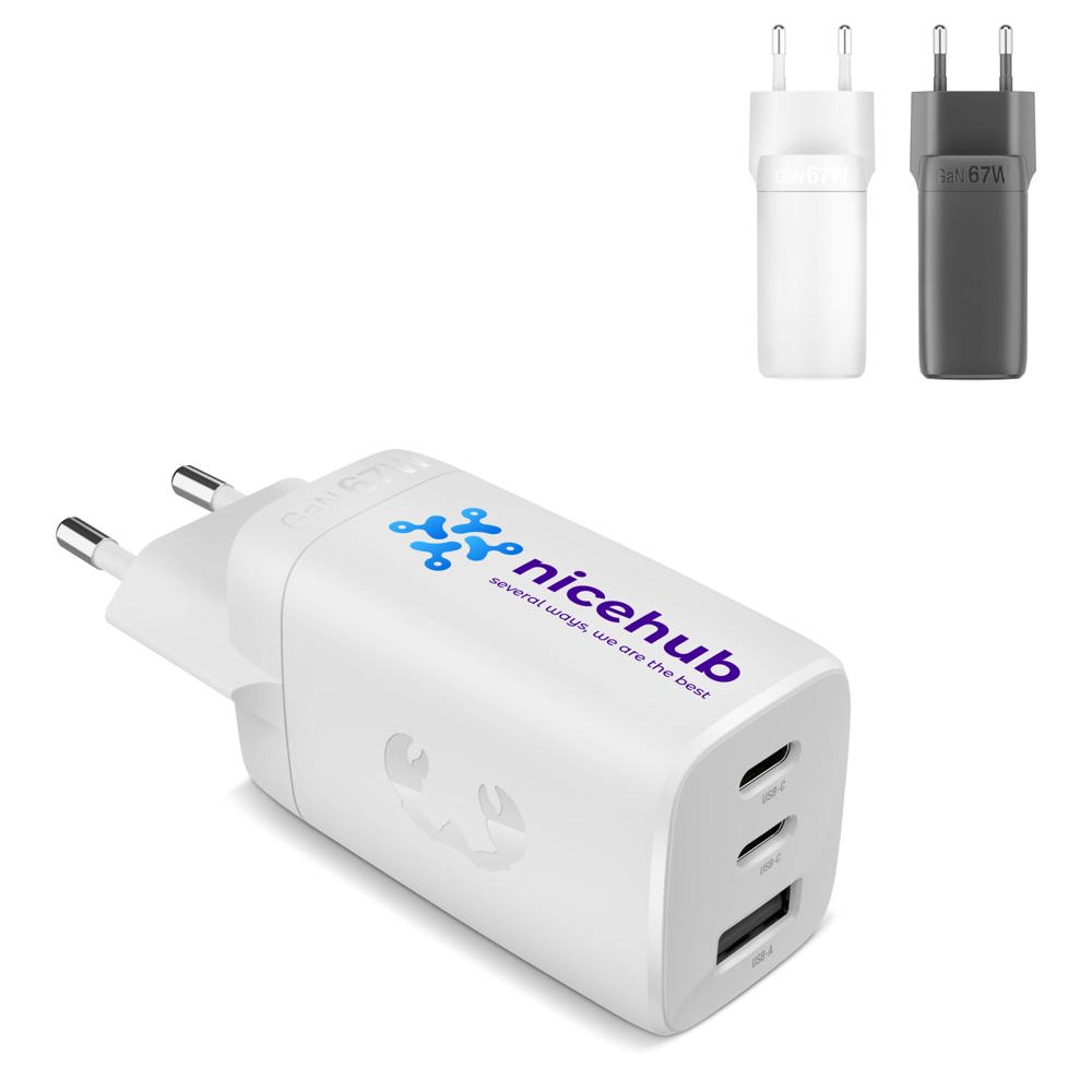 Fresh 'n Rebel 67W Laptop Snellader GaN USB-C &amp; USB-A