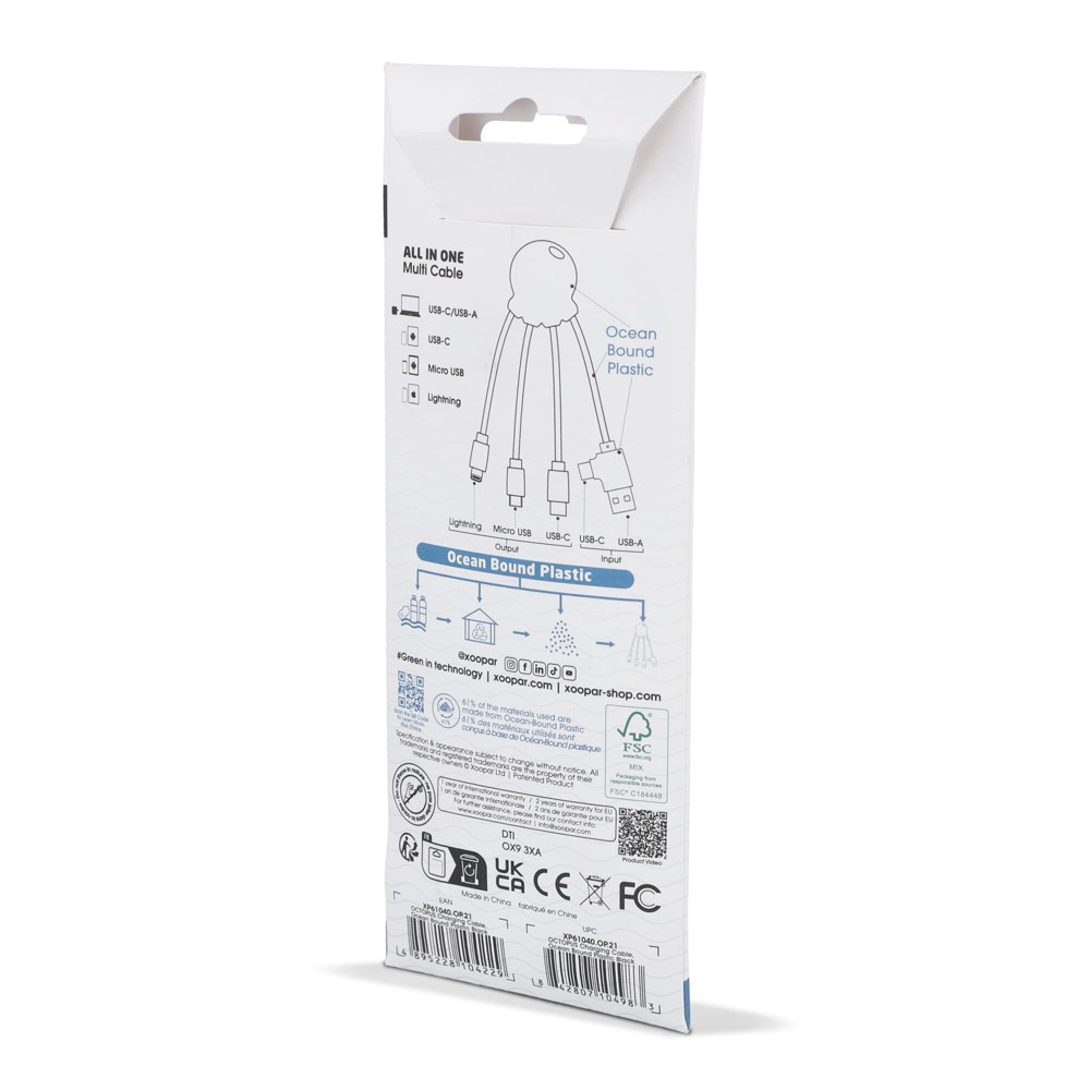 4009| Xoopar Eco Octopus Oplaadkabel Ocean Bound Plastic