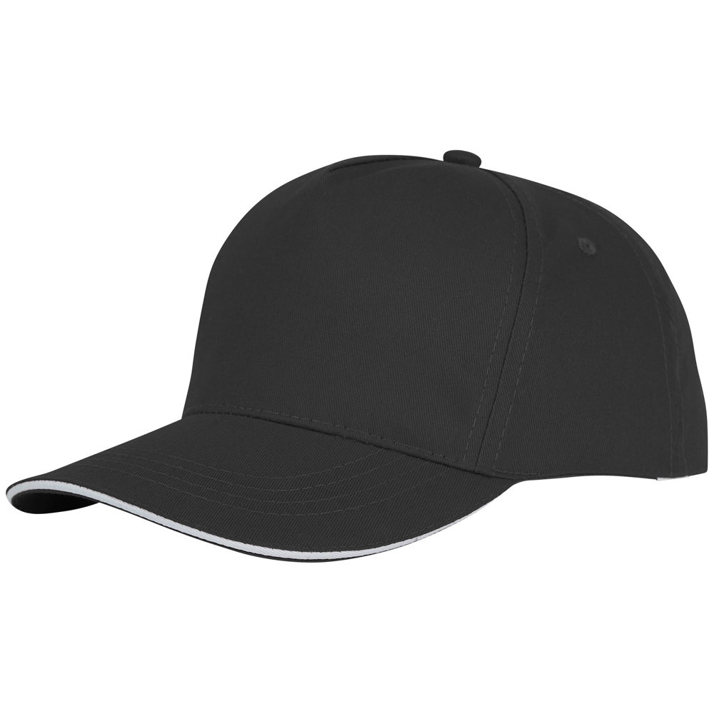 Ceto 175 g/m² 5 panel sandwich cap - Zwart