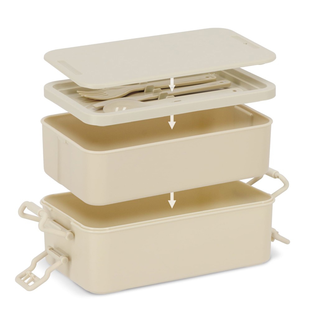 Dubbellaagse Lunchbox met Bestek