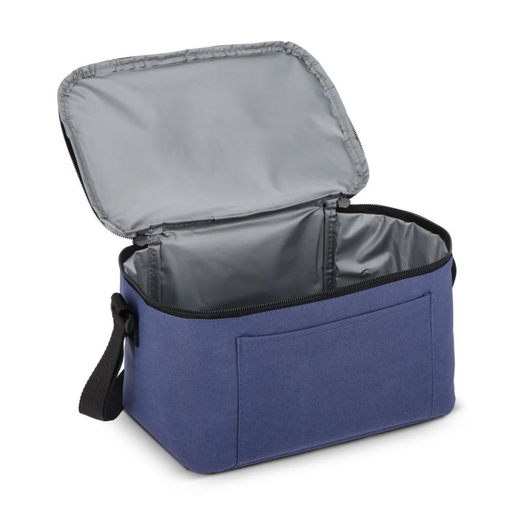 600D gerecycled PET koeltas voor 6 blikjes 25 x 14.5 x 15.5 cm 5 L