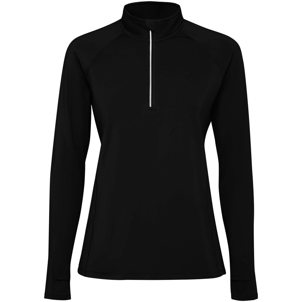 Estambul 200 g/m² damessweater met lange mouwen en halve rits - Zwart