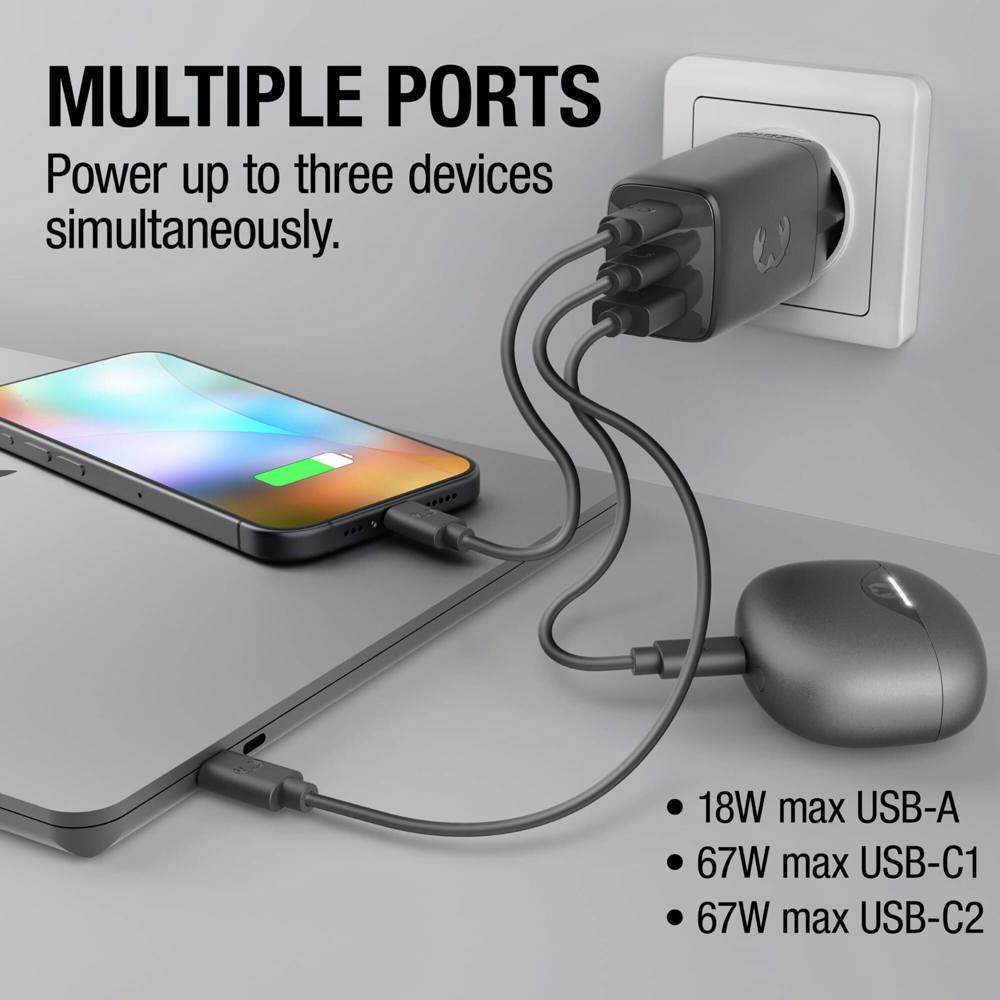 Fresh 'n Rebel 67W Laptop Snellader GaN USB-C &amp; USB-A