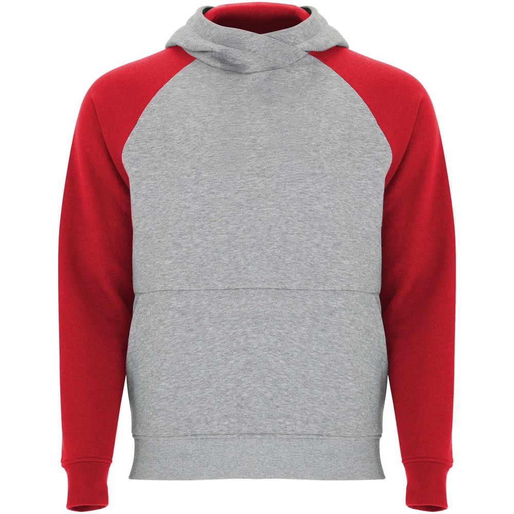 Badet 280 g/m² tweekleurige kinderhoodie - Gemêleerd grijs, Rood