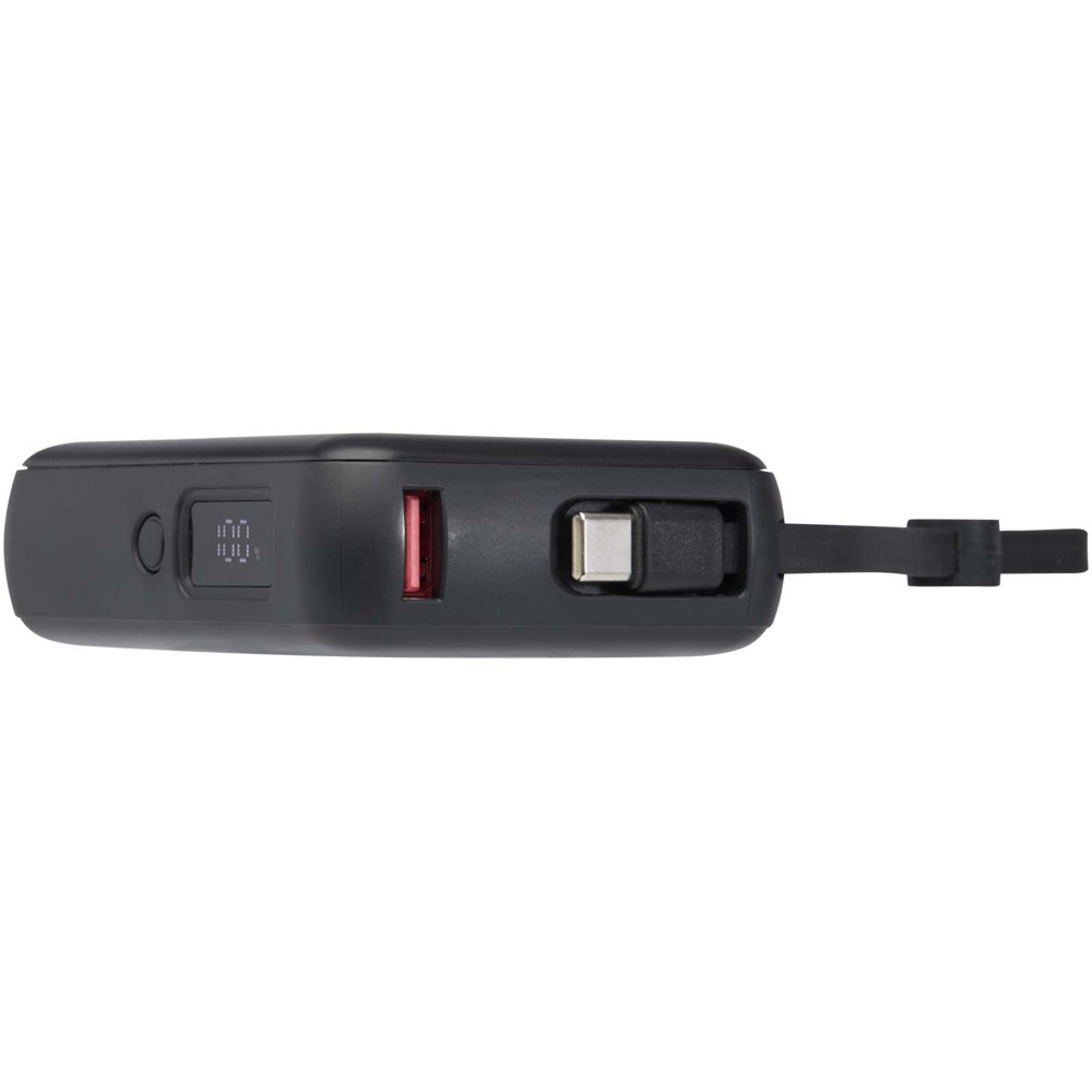 Acrux tabletpowerbank van 10.000 mAh 35 W met ingebouwde Type-C kabel van gerecycled plastic