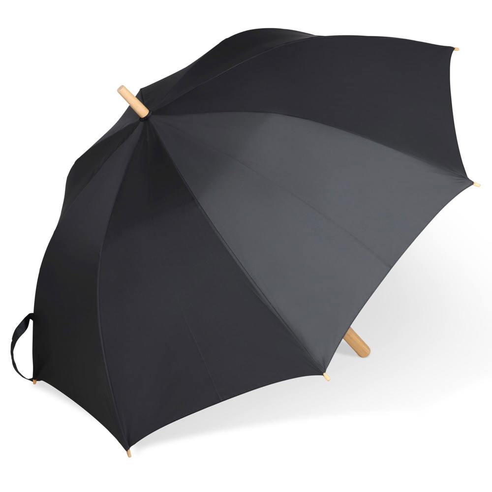 Stok paraplu 25” R-PET recht handvat auto open - Zwart
