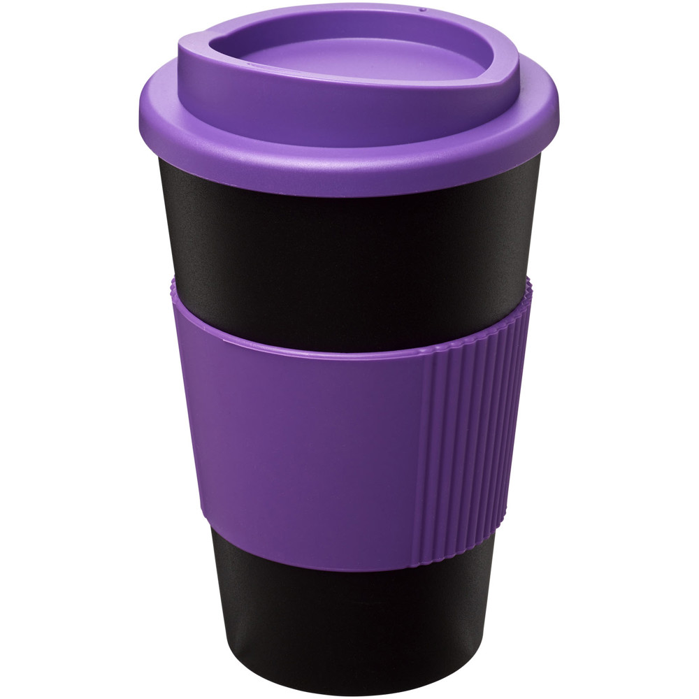 Americano® 350 ml geïsoleerde beker met grip - Zwart, Paars