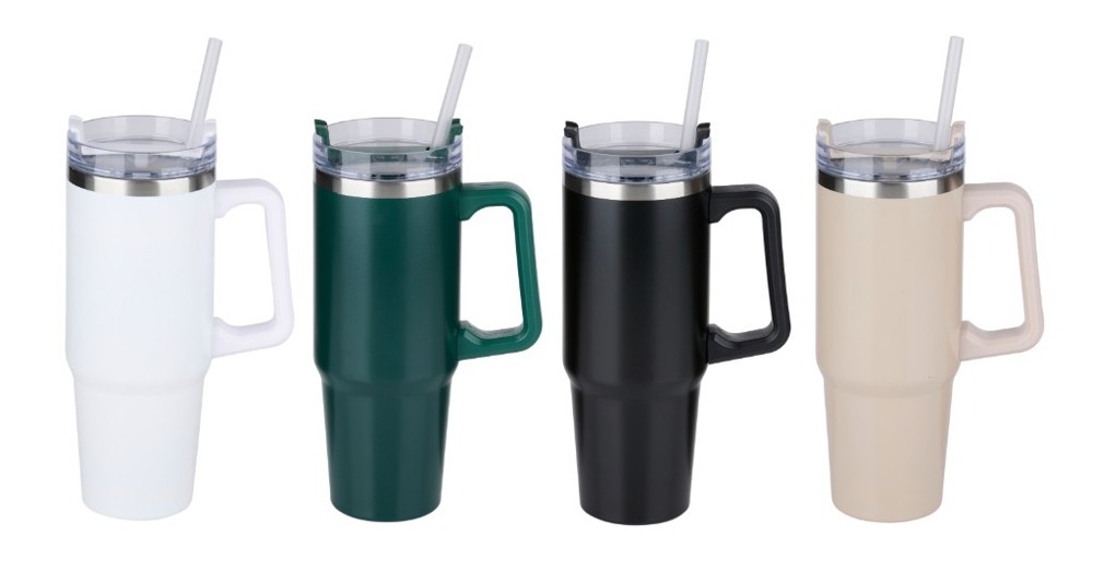 ALPINA Vacuum Mug with Straw 900ml- Black/White/Beige/Green