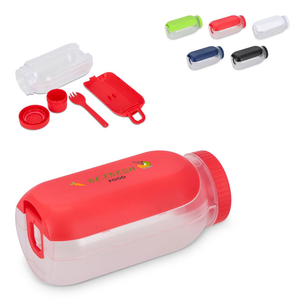 Alles-in-één Lunchkom met Sausvakje en Lepel-Vork