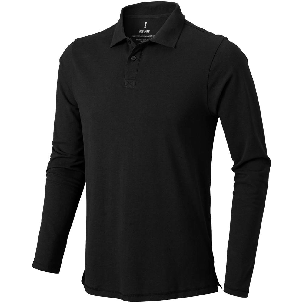 Calgary 180 g/m² herenpolo met lange mouwen - Zwart