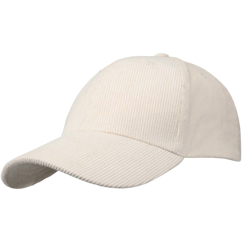 Hutton 280 g/m² 6 panel cap van gerecycled corduroy - Zandsteen