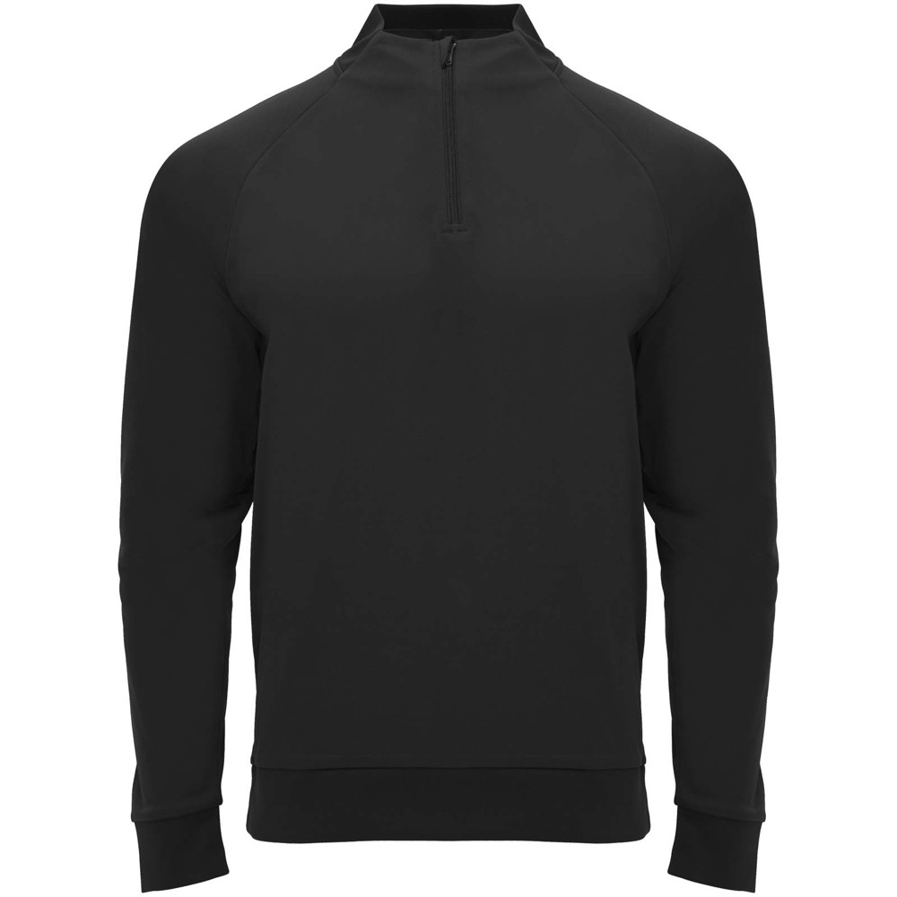 Epiro 200 g/m² unisex sweatshirt met lange mouwen en kwartrits - Zwart