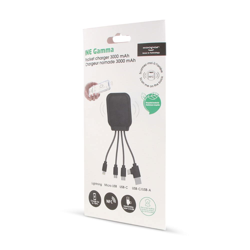 4001 | Xoopar Iné Gamma NFC Powerbank met Oplaadkabels 3000mAh 