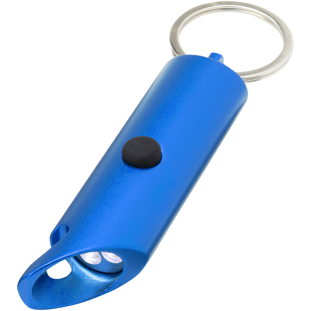 Flare led-lamp en flesopener van gerecycled aluminium met sleutelhanger - Koningsblauw