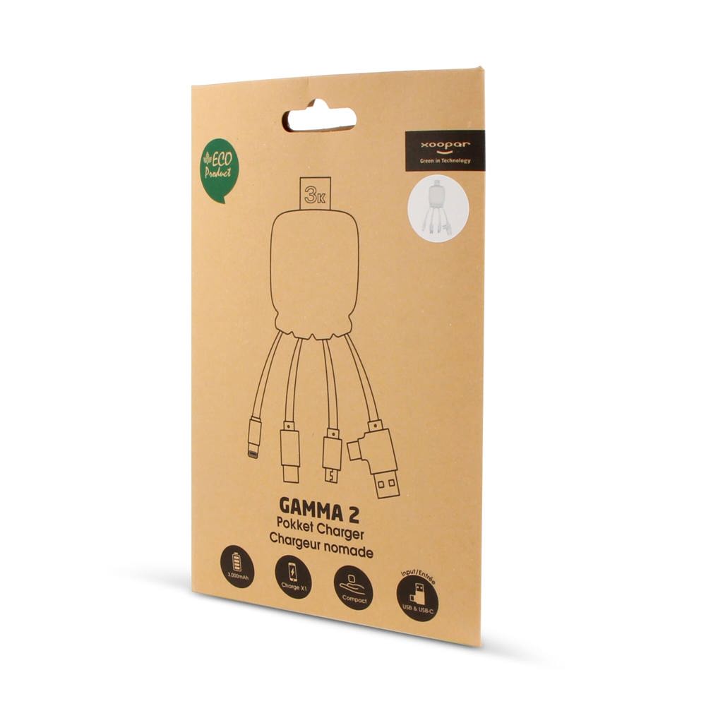 3192 | Xoopar Octopus Gamma 2 Powerbank met Bio Oplaadkabel 3000mAh 