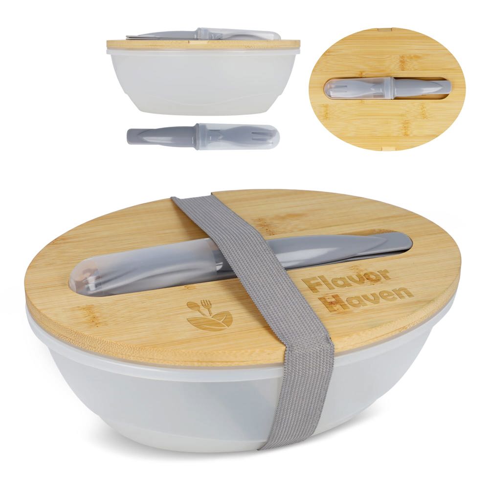 Lunchbox R-PP &amp; bamboe met bestek - 1L